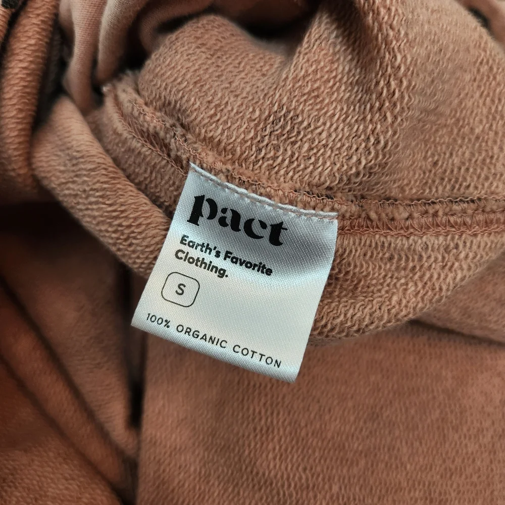 Pact Clay Pink Organic Cotton 3/4 Sleeve Sweatshirt Dress Women's Size Small - Picture 7 of 7